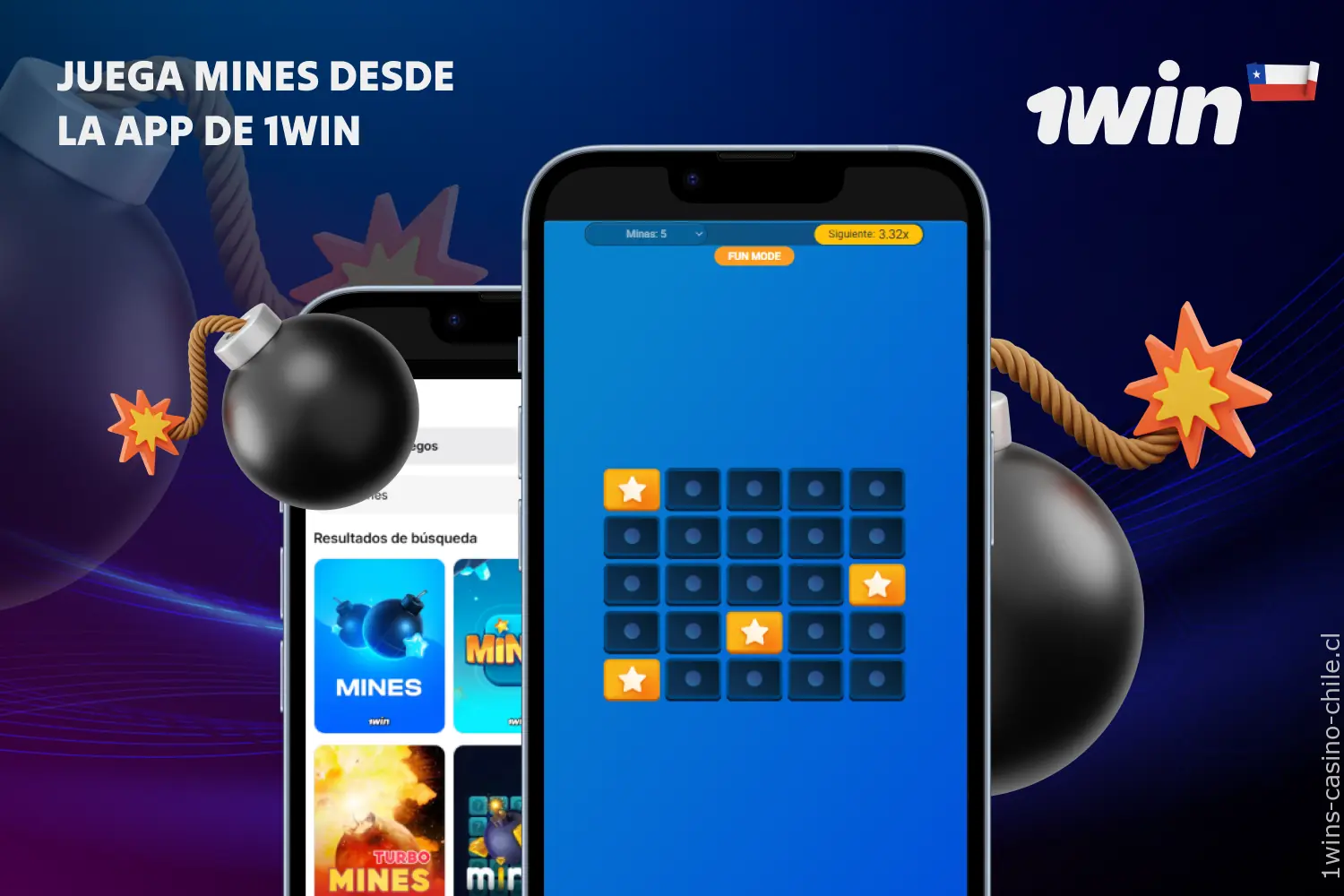 Mines está disponible para los jugadores chilenos en la aplicación móvil de 1win